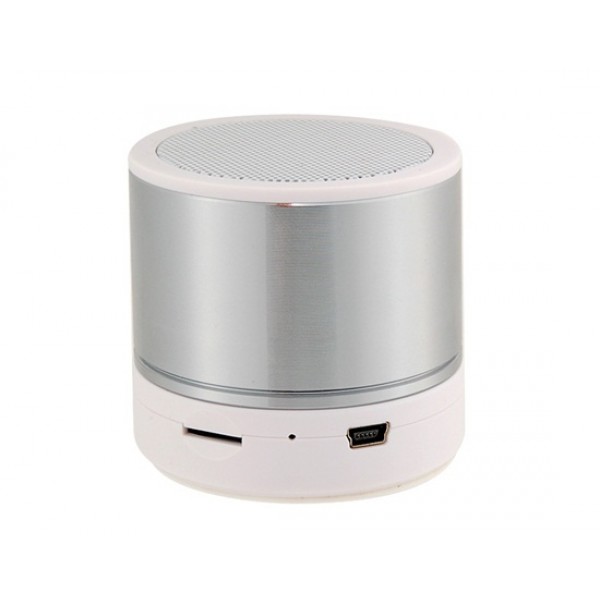 Cylindrical Design Portable TF Card Bluetooth Speaker with Microphone (Silver)