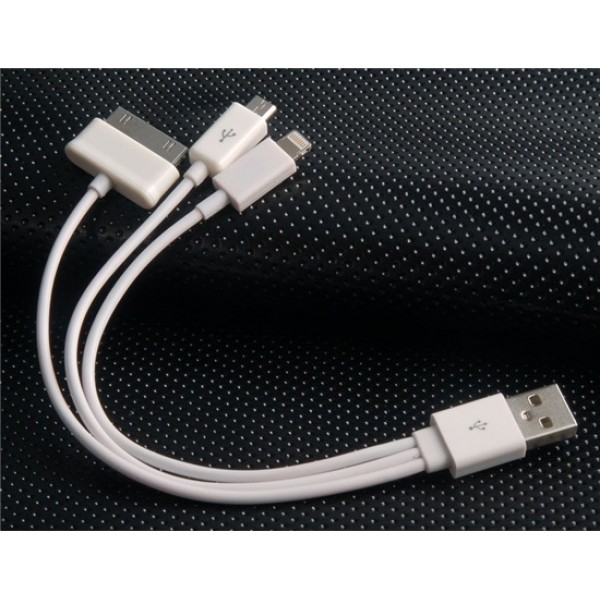 20 cm 1 to 3 Charge Cord for Apple Products (White)