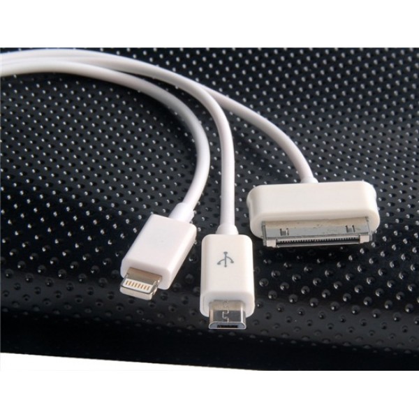 20 cm 1 to 3 Charge Cord for Apple Products (White)