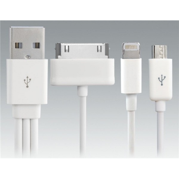 20 cm 1 to 3 Charge Cord for Apple Products (White)