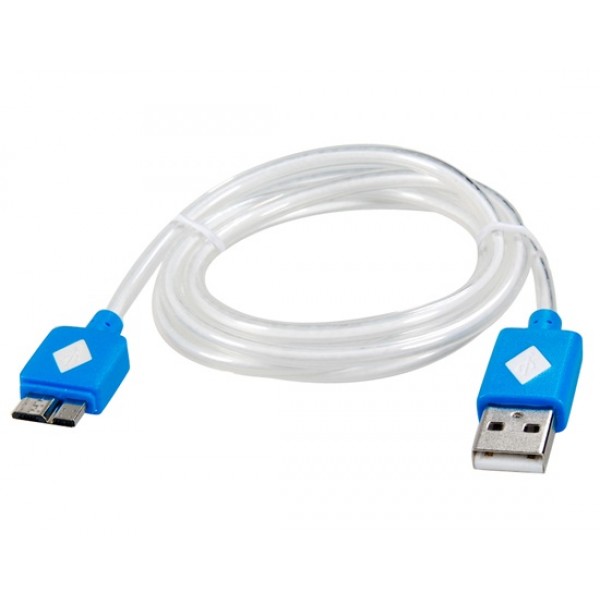 1 m LED Flashing USB Charging Data Cable for Samsung Galaxy Note 3 N9000 (Blue)