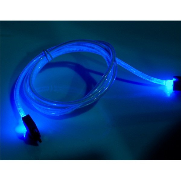 1 m LED Flashing USB Charging Data Cable for Samsung Galaxy Note 3 N9000 (Blue)