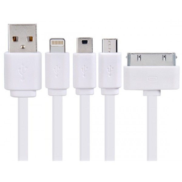 1-to-4 1M Colorful Flat USB Data Cable with Micro ...